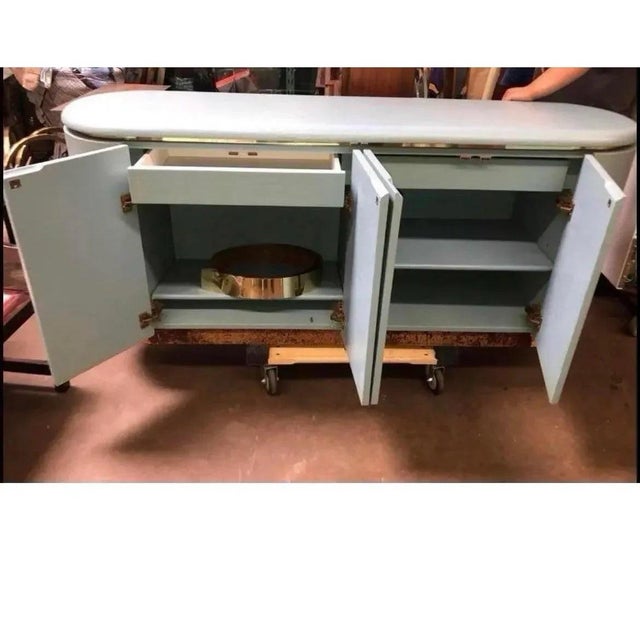 Mastercraft Faux Grasscloth “Pill” Credenza by Mastercraft For Sale - Image 4 of 5