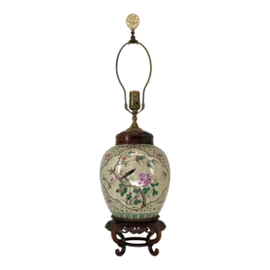 Antique Chinese Hand Painted Jar Lamp