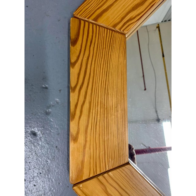 1970s Swedish Pine Octagonal Wall Mirror For Sale In New York - Image 6 of 8
