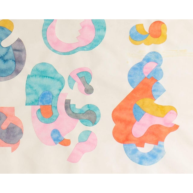 1969 “Discordant Shapes” Watercolor Painting by William Itter For Sale - Image 4 of 9