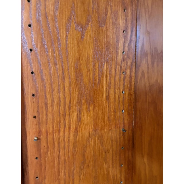 Late 20th Century 72” Tall Solid Oak Tall Bookcase With Adjustable Shelves Vintage Bookshelf For Sale - Image 5 of 7