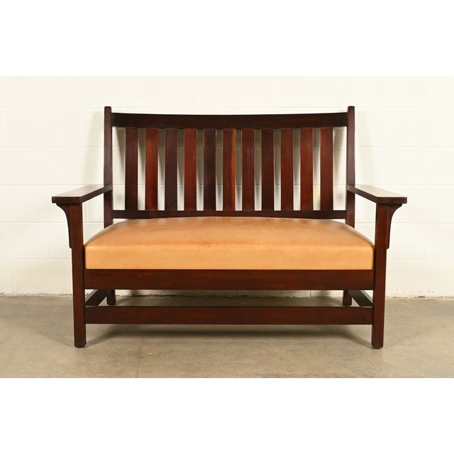 L. & J. G. Stickley Antique Mission Arts & Crafts Onondaga Mahogany Bench or Settle Sofa, Circa 1902 For Sale - Image 13 of 13