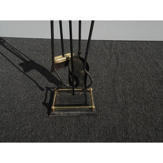 Brass Vintage French Country Brass and Metal Fireplace Tools For Sale - Image 8 of 13
