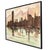 1970s Lee Reynolds Style Green and Brown Mid-Century Modern Cityscape Skyline Painting For Sale - Image 5 of 10