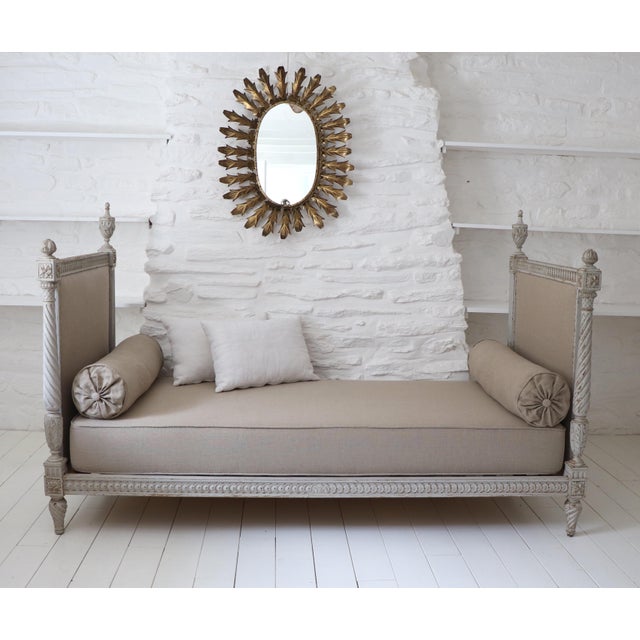 Louis XVI Style Daybed and French Linen For Sale - Image 13 of 14