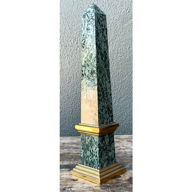 Vintage Neoclassical Green Marble Obelisk For Sale - Image 9 of 12