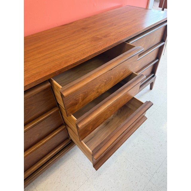 Mid Century Modern Walnut 9 Drawer by Lane Furniture From Their Rhythm Line For Sale - Image 6 of 12