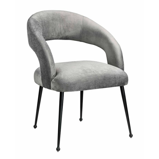 Metal Rocco Slub Grey Dining Chair with Black Legs For Sale - Image 7 of 7