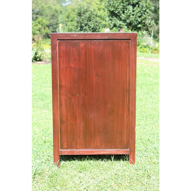 1980s Chinoiserie Cabinet With Carved and Painted Panels For Sale - Image 11 of 17