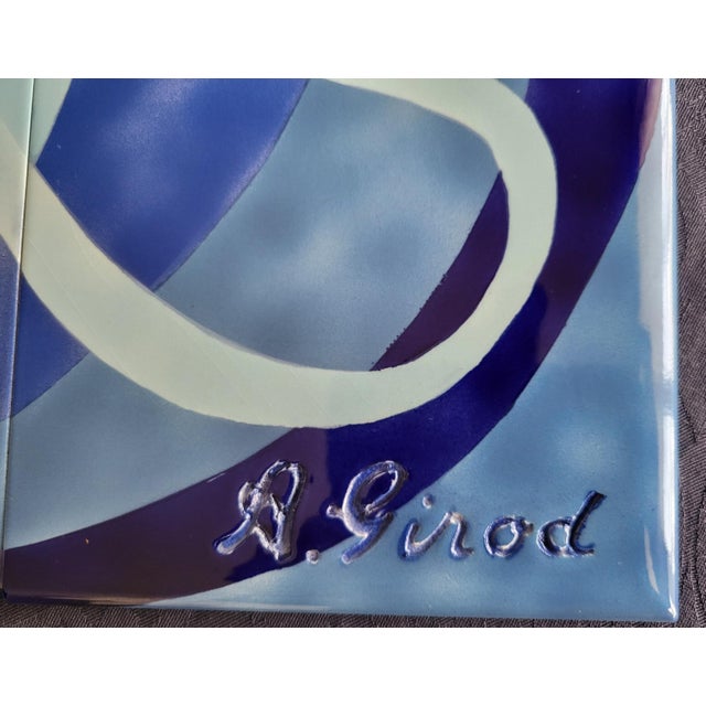 Blue Ceramic Fresco by Arthur Girod, 1950, Set of 12 For Sale - Image 6 of 18