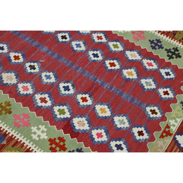 1980s Tribal Blue Handmade Ethnic Kilim For Sale - Image 4 of 8