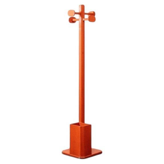 Mid-Century Coat Rack with Umbrella Stand in Orange Wood, 1960 For Sale - Image 9 of 9