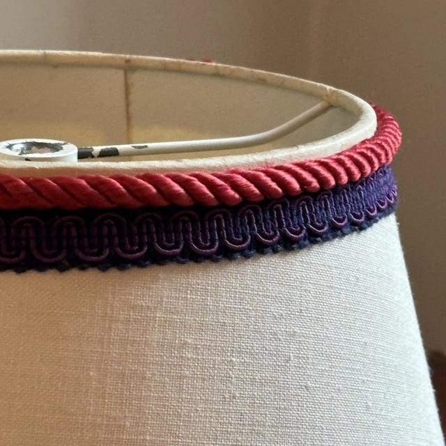 Metal 1950's Empire Style Lamp Shade W/ Red, Blue & Gold Trim For Sale - Image 7 of 12