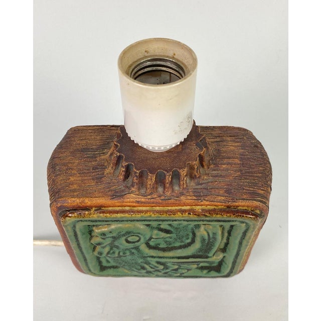 Scandinavian stoneware table lamp, designed by the renowned German artist Willi Fischer for the Swedish firm Ego Stengods...