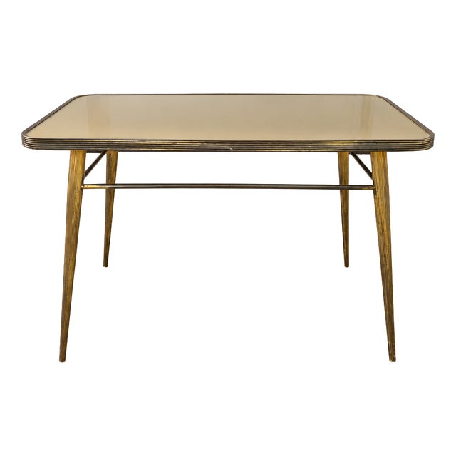 Vintage Coffee Table in Brass and Glass, Italy, 1950s For Sale