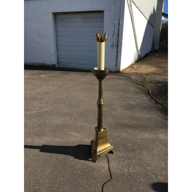 1970s Rare Mastercraft Style Brass Pyramid Floor Lamp From Chapman For Sale - Image 5 of 13