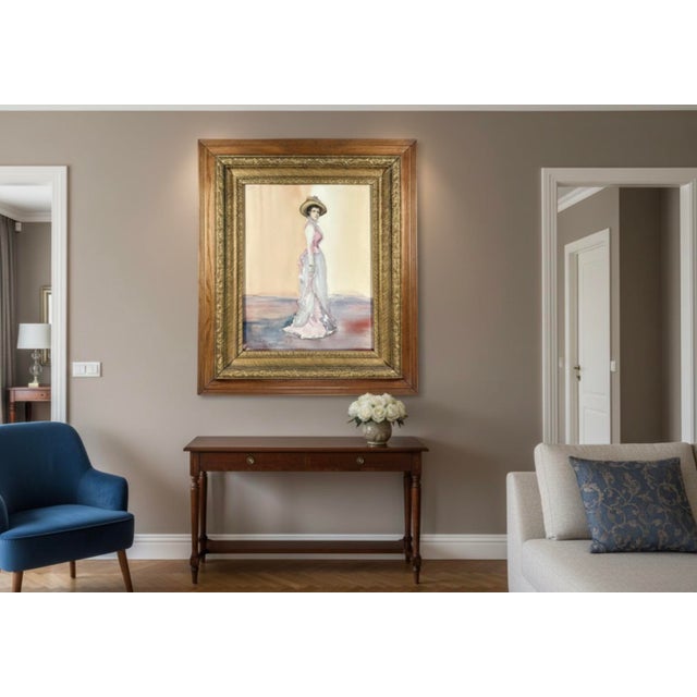 Original Steve LeBailly Signed Watercolor Portrait After Whistler Adeline Grand Ornate Gilt Frame For Sale - Image 12 of 12