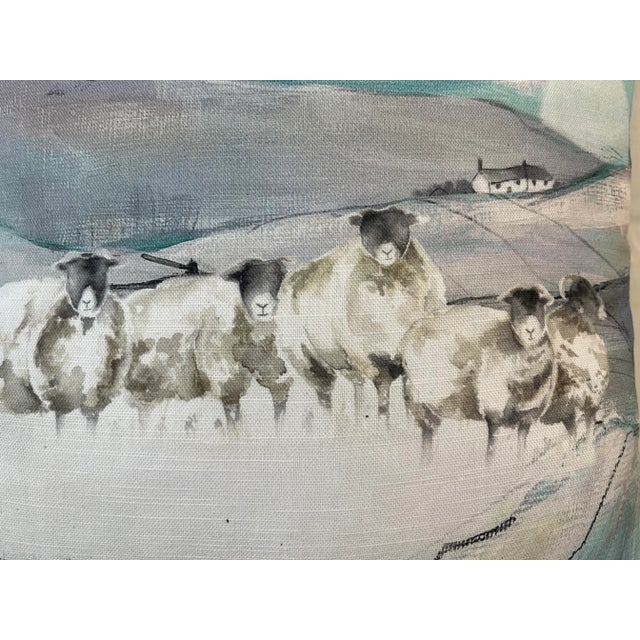 16" Square Decorative Toss Pillow Embellished With A Flock Of Grazing Sheep Under The Moon - Made in the U K Measures 16"...