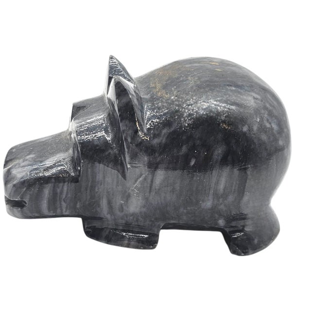 Hand-Carved Black Stone Hippopotamus Sculpture, 4" For Sale - Image 4 of 7