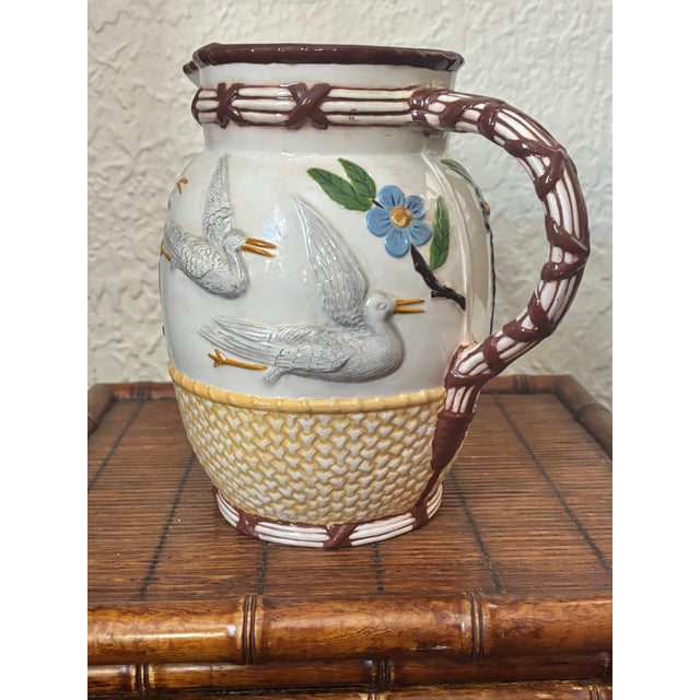 Rustic Late 20th Century Arts & Crafts Three Crane Basketweave Pitcher For Sale - Image 3 of 6