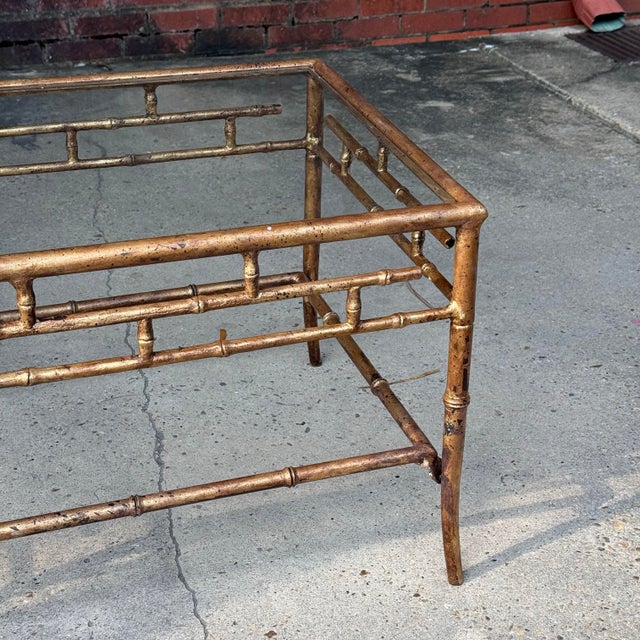Late 20th Century Regency Italian Style Hand Gilt Faux Bamboo Coffee Table - Newly Painted For Sale - Image 10 of 11