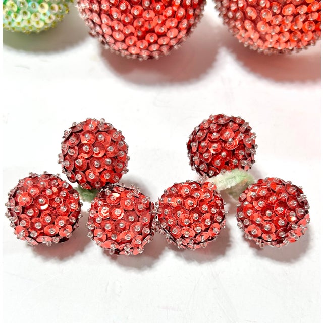 Vintage Sequined Fruit Decorative Centerpiece – Beaded Apples, Pears, Banana & Cherries For Sale - Image 9 of 11