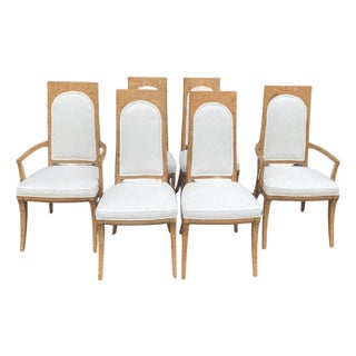 Vintage Burl Wood Dining Chairs, Set of 6 For Sale