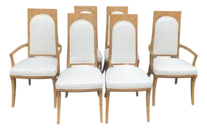 Vintage Burl Wood Dining Chairs, Set of 6