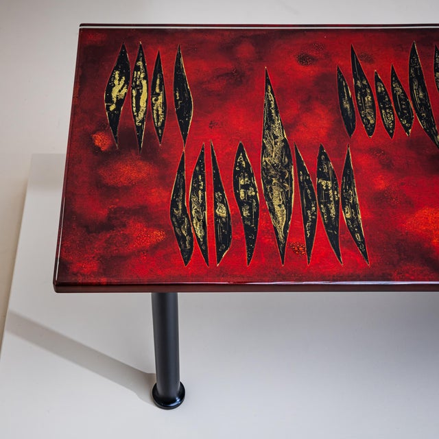 Erwin Walter Burger Coffee Table With Red Enamel Top, by Erwin Walter Burger (1909-1982), Italy For Sale - Image 4 of 7