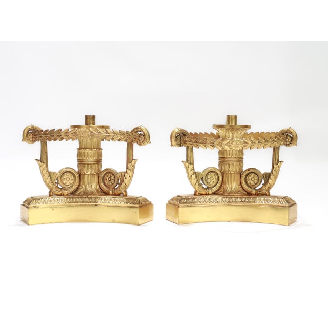 French Pair of Antique French Ormolu Doré Gilt Bronze Etageres Bases by Thomire For Sale - Image 3 of 11