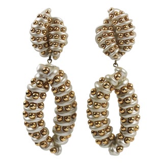 Jewellians Pearlized Resin Dangle Clip Earrings For Sale