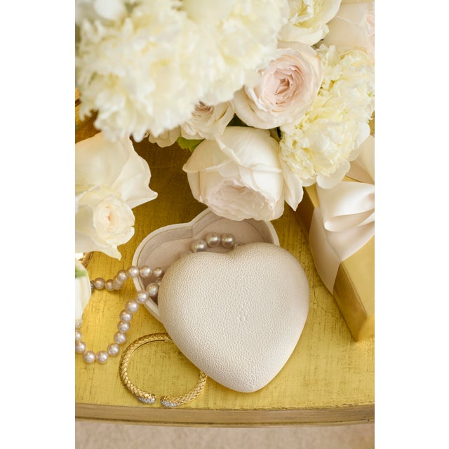 AERIN Faux Shagreen Heart Box, Cream For Sale - Image 4 of 4