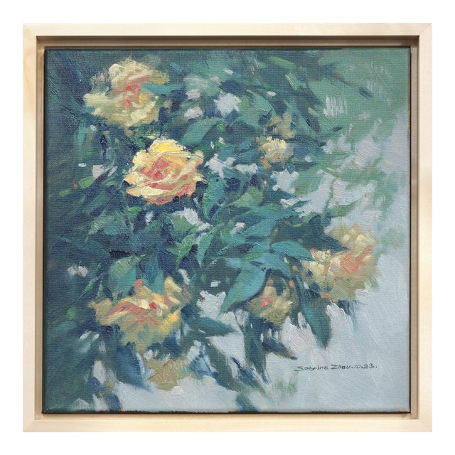 Chasing the Breeze - Impressionist Floral Painting on Canvas Original Artwork by Sabrina Zhou For Sale