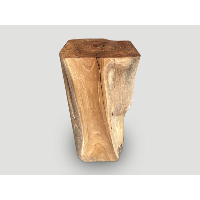 2010s Andrianna Shamaris Organic Teak Wood Pedestal or Side Table For Sale - Image 5 of 6