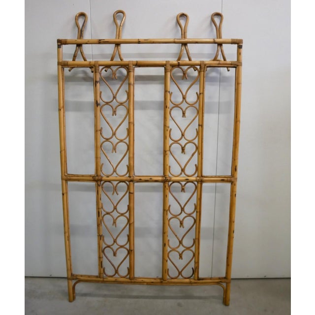 Vintage Bamboo and Wicker Wall Coat Rack, 1960s For Sale - Image 11 of 17