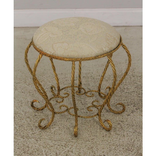 Round Italian Iron Base Gold Rope Twist Stool For Sale - Image 11 of 11