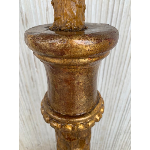 20th Century Italian Giltwood and Mirrored Floor Lamp or Torchère With Lampshade For Sale In Miami - Image 6 of 7