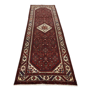 Hamedan Runner 3’9” X 10’8” Red Wool Vintage Tribal Hand-Knotted Rug