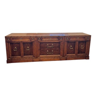 Monumental Burlwood Triple Cabinet Buffet Credenza by Weiman For Sale