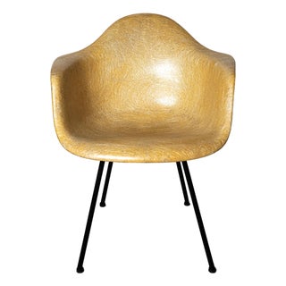 1950 Eames Sax Armchair — Rope Edge, Checkerboard Label, Domes of Silence For Sale
