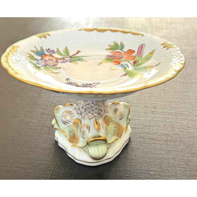 Herend Herend Queen Victoria Pedestal Dish on Dolphin Fish Base For Sale - Image 4 of 9