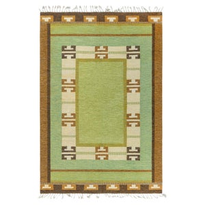 Doris Leslie Blau Vintage Green Flat-weave Rug by Ingegerd Silow
