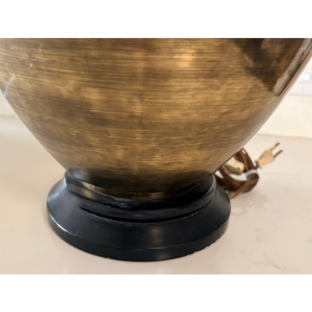 1970's Oversized Gold Brass and Black Wood Lamp With Black Shade in the Style of Ralph Lauren For Sale - Image 13 of 13