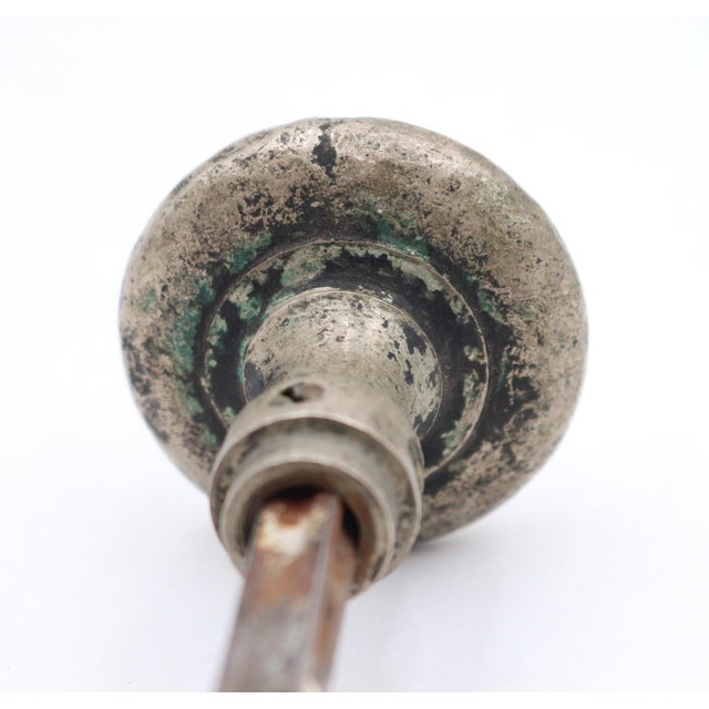 Pair of Antique Arts & Crafts Hammered Bronze Passage Door Knobs For Sale - Image 6 of 6