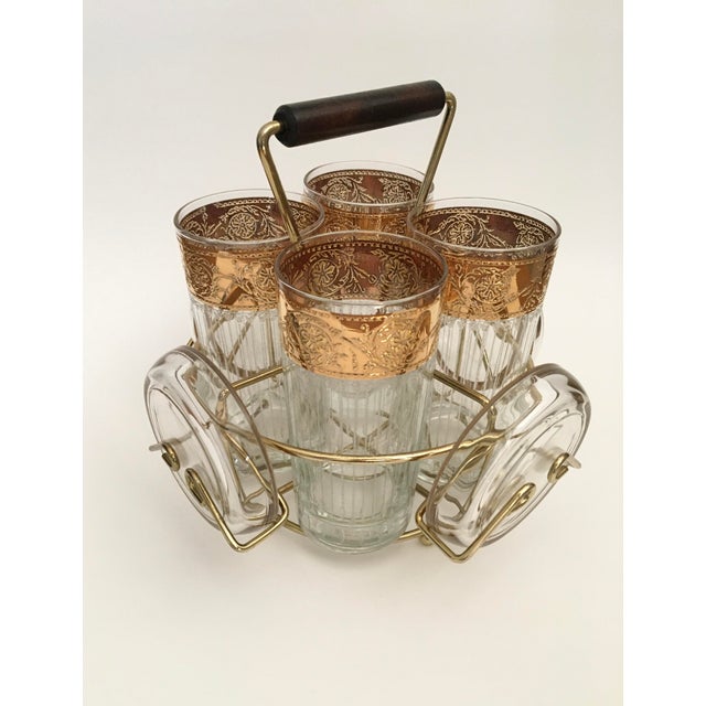 Mid-Century Modern Mid-Century Modern Culver Tyrol Caddy Set With Four Highballs and Coasters- 9 Piece For Sale - Image 3 of 5