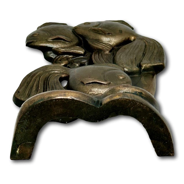 Rare & Hard to Find All Original Vintage 1930s Hubley MFG Co. #464 Fan Tail Fish Cast Iron Doorstop For Sale - Image 15 of 18