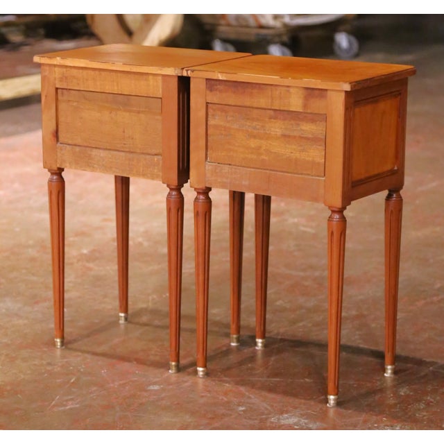 Pair of Late 20th Century French Louis XVI Walnut Bedside Tables With Drawers For Sale - Image 12 of 15