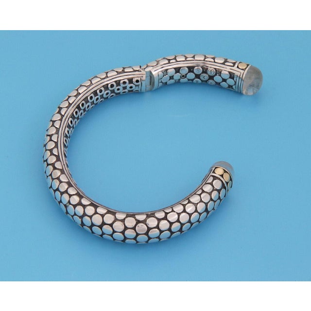 Late 20th Century John Hardy Batu Dot Clear Stones Sterling Silver & 18k Gold Accent Cuff Bracelet For Sale - Image 5 of 6