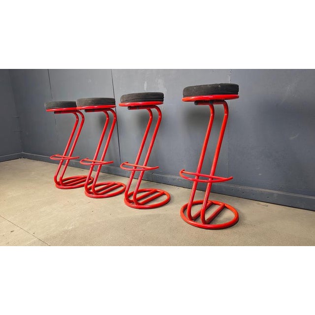 Black Metal Bar Stools, 1980s, Set of 4 For Sale - Image 8 of 13
