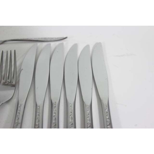 Mid-Century Modern 1970s Mid Century Modern Japanese Stainless Steel Brutalist Flatware Set- 19 Pieces For Sale - Image 3 of 10